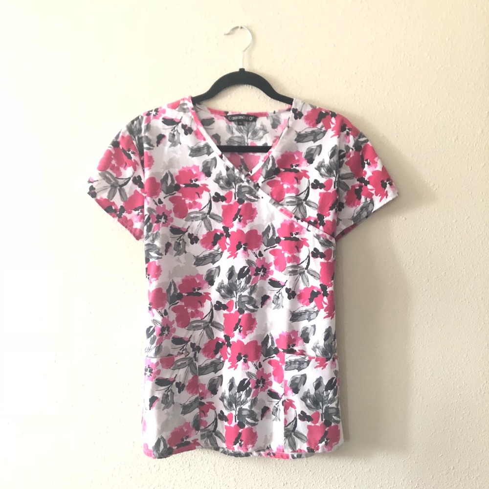 Women’s Mock Wrap Scrub Top with Adjustable Waist